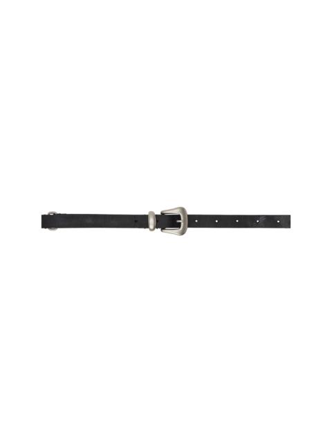 YOKE Black Narrow Western Belt