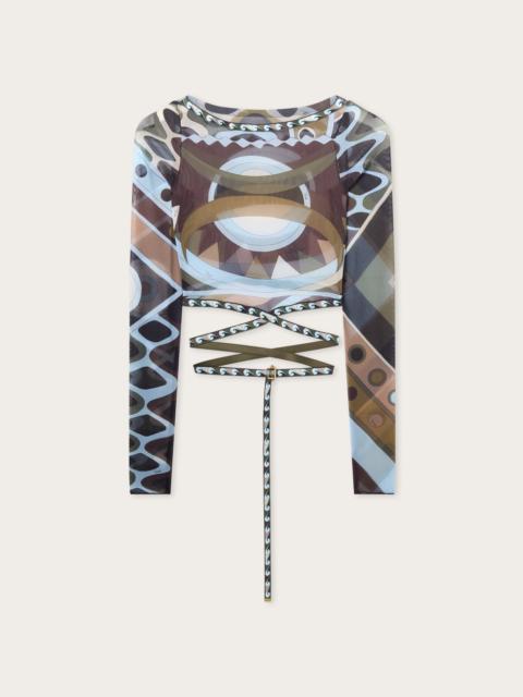 PUCCI VIVARA PRINT TULLE CROP TOP
