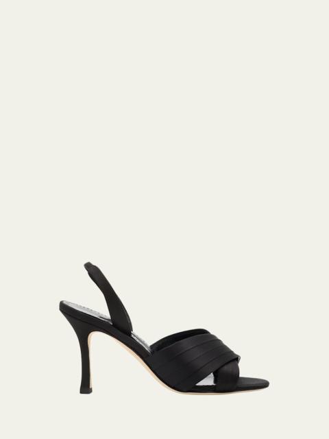 Manolo Blahnik 90mm Viera Satin Sandals