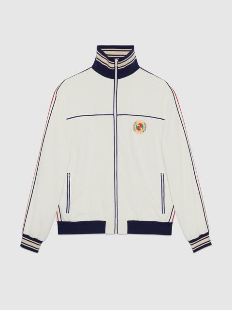 Technical jersey zip jacket with patch