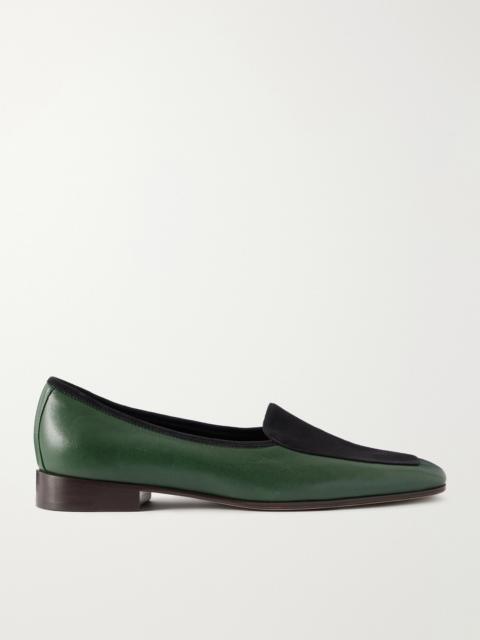 The Row Adam Suede-trimmed Glossed-leather Penny Loafers
