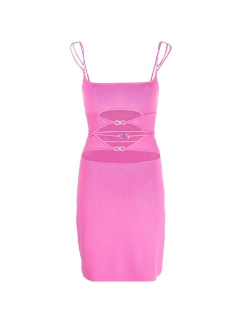 cut-out detail ribbed minidress