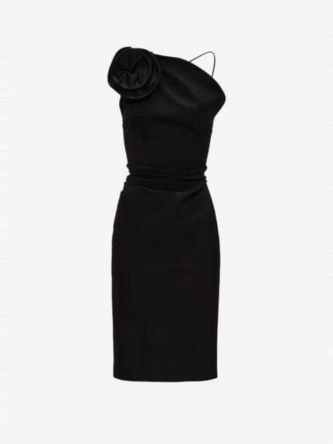 MAGDA BUTRYM Rose one-shoulder midi dress in black