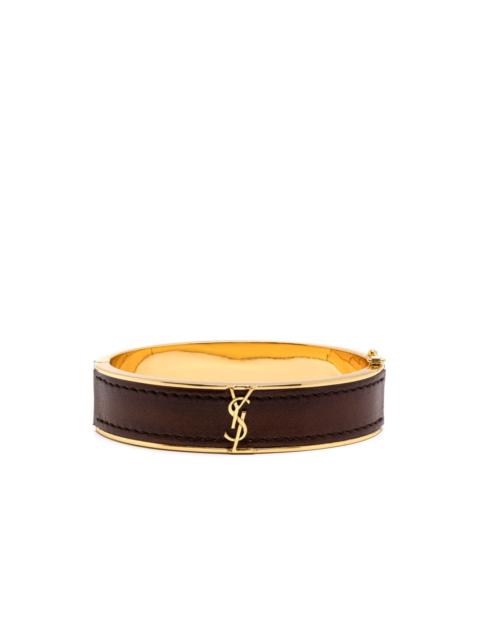 SAINT LAURENT Cassandre-logo leather-detail bracelet