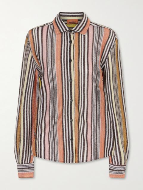 Missoni Striped Metallic Crochet-knit Shirt