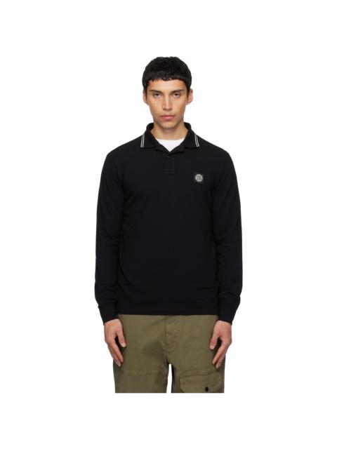 Stone Island Black 2200012 Organic Cotton Piqué Polo