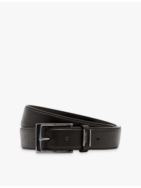 REISS Finch Branded-Buckle Leather Belt