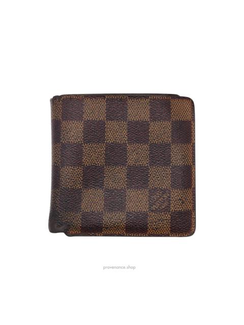 Louis Vuitton Brown Damier Ebene Saffiano Leather Trifold Wallet Authentic
