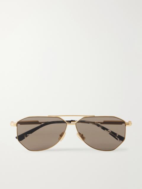 Bottega Veneta Snap Ribbon Aviator-Style Gold-Tone Sunglasses