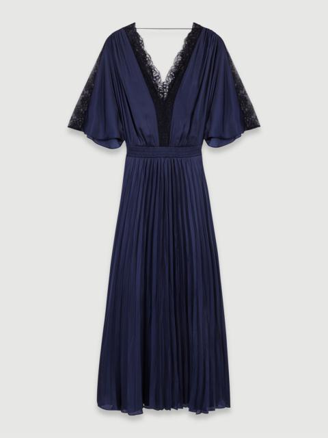 maje Pleated maxi dress with lace