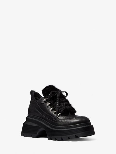 MICHAEL KORS Shiloh Leather and Faux Fur Platform Boot