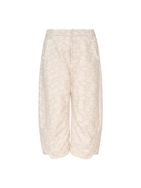 RENLI SU Wide Leg Floral Trousers