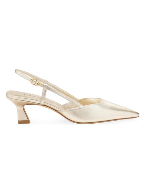Stuart Weitzman Women's Vinnie 50MM Leather Slingback Pumps - Light Gold