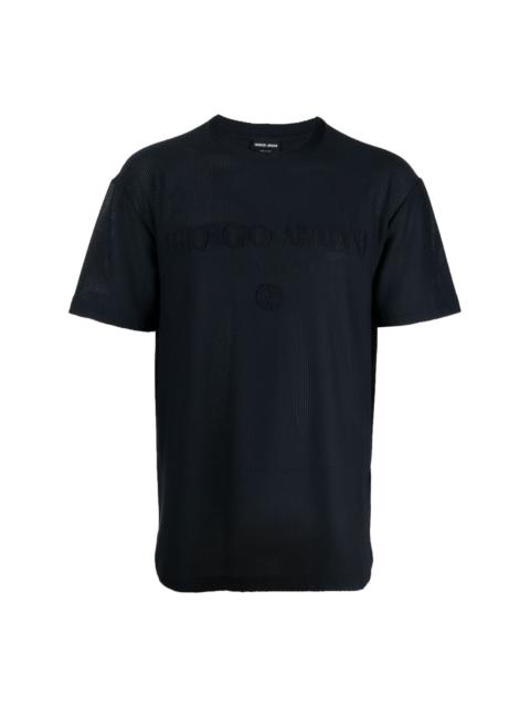 logo-embroidered perforated T-shirt