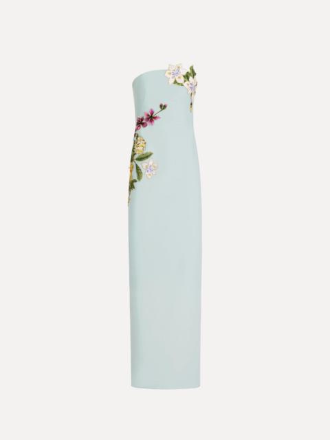 Oscar de la Renta DOMINICAN MIXED-FLORAL EMBROIDERED GOWN