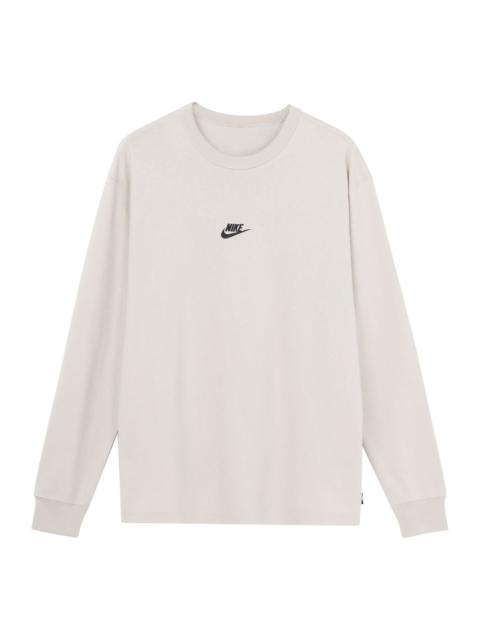 Nike Nike Sportswear Premium Essentials Solid Color Sports Round Neck Pullover Long Sleeves White DO7391-