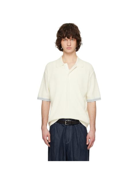 SOLID HOMME Off-White Collared Short-Sleeve Terry Knit Polo