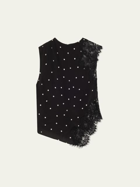 A.L.C. Gracie Polka-Dot Crepe and Lace Blouse
