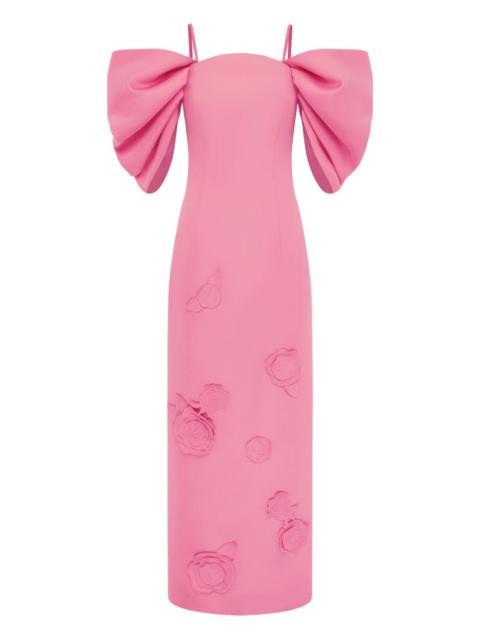 LEO LIN Arabella floral-appliqué maxi dress