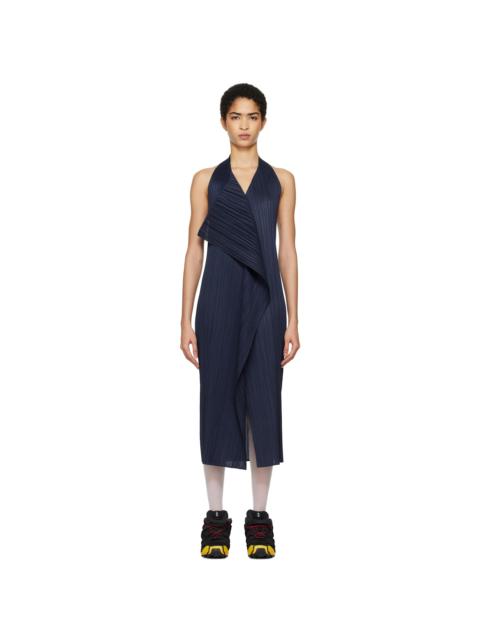 Pleats Please Issey Miyake Navy Monthly Colors November Maxi Dress