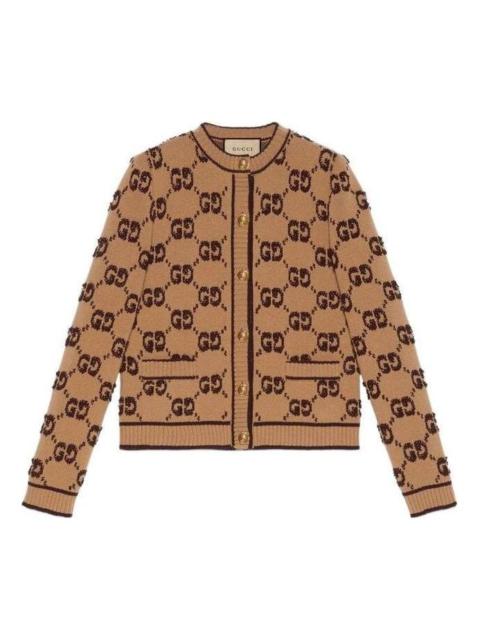 (WMNS) Gucci GG Wool Boucle Jacquard Cardigan 'Camel Brown' 713300-XKCNA-2668