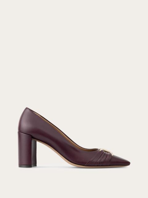 FERRAGAMO Gancini ornament pump with bock heel