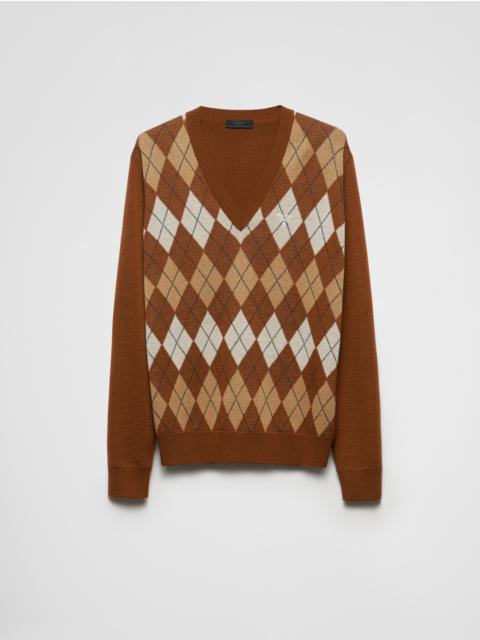 Wool sweater with an Argyle pattern
