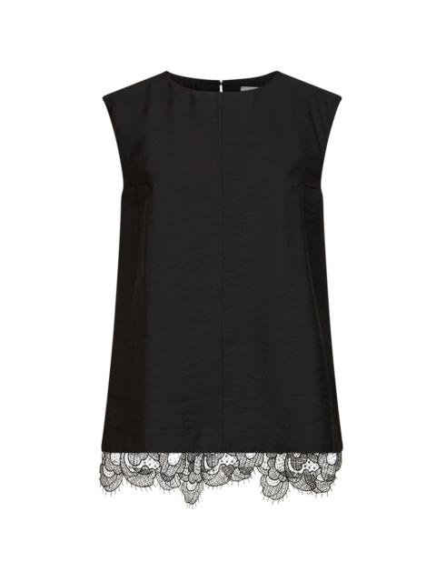 Studio Nicholson Black wool blend Linna top with lace hem