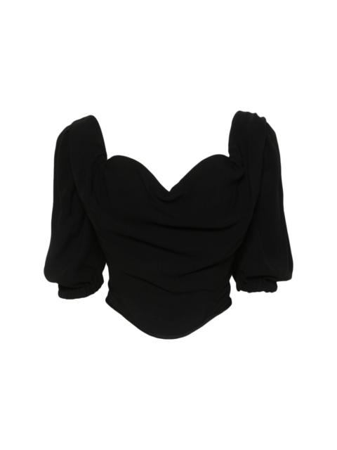 Orb-plaque crepe corset top