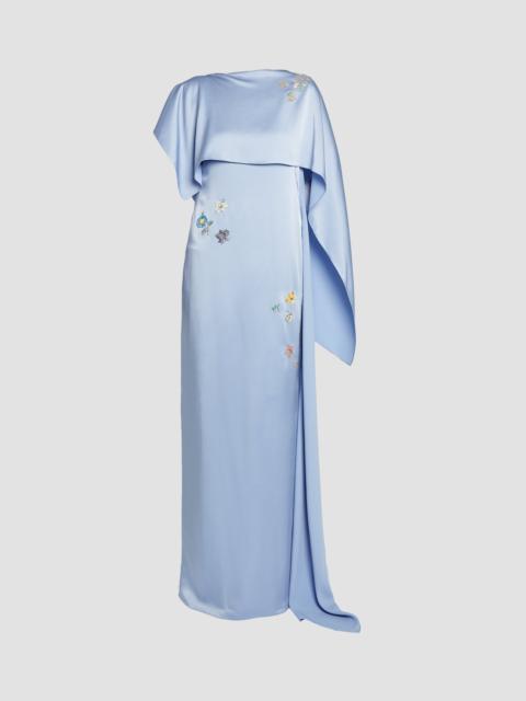 EMBELLISHED SATIN CADY DRAPED GOWN