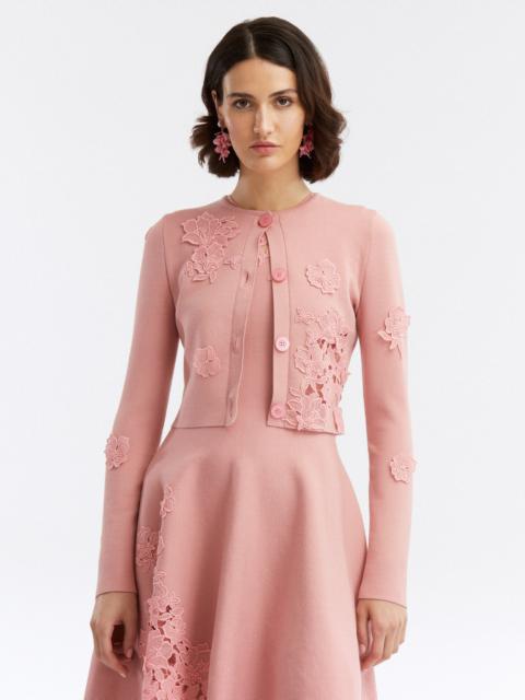 Oscar de la Renta CROPPED GUIPURE LACE CARDIGAN