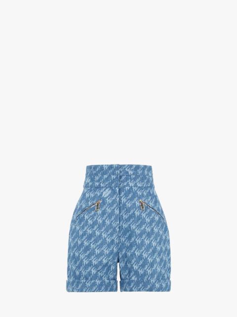 FENDI Light blue chambray shorts