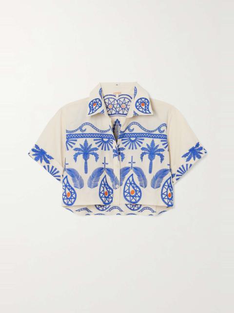 Johanna Ortiz + NET SUSTAIN Manyattas cropped embroidered cotton-blend shirt