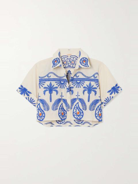 + NET SUSTAIN Manyattas cropped embroidered cotton-blend shirt