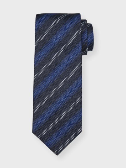 Brioni Men's Textured Stripe Silk Tie