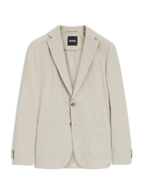 BOSS SLIM-FIT JACKET IN STRETCH-COTTON SEERSUCKER