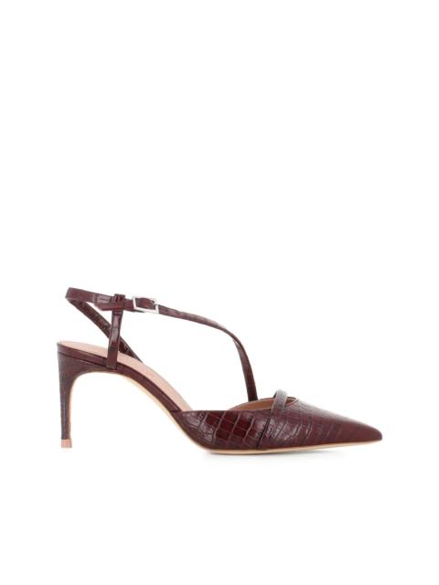 MALONE SOULIERS 70mm Valeria crocodile-embossed pointed-toe pumps