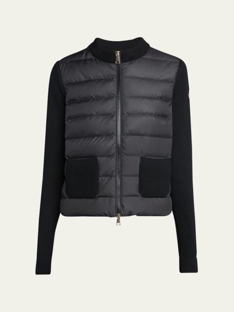 Moncler Padded Wool Zip-Up Cardigan