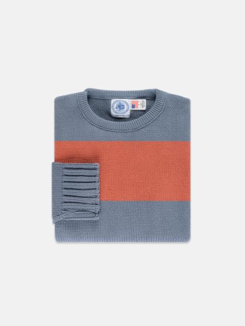 J. PRESS MADE-IN-USA BLUE & BRETON CHUNKY COTTON STRIPE SWEATER