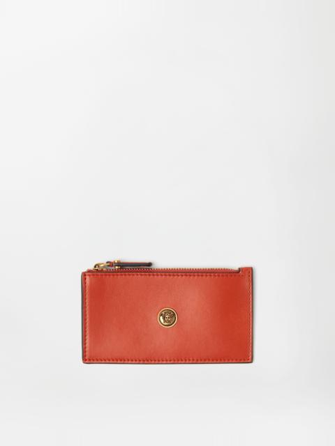 VERSACE Emblème Leather Zip Card Holder