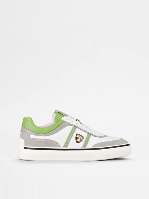 SNEAKERS IN LEATHER - GREY, WHITE, GREEN