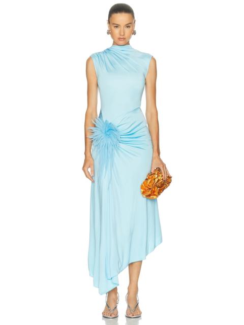 David Koma Cactus Dahlia Embroidered Draped Dress