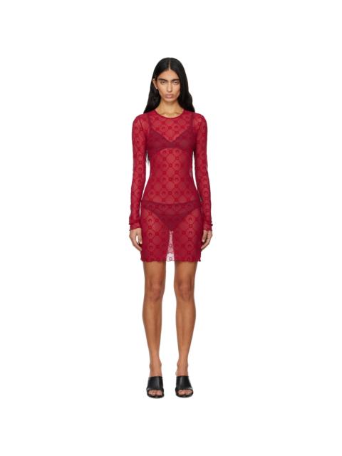 Marine Serre Red Moonogram Mesh Flock Minidress