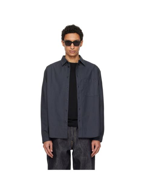 Merz b. Schwanen Gray Button-Down Cotton Oxford Long Sleeve Shirt