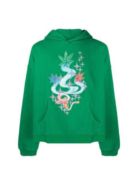 ERL leaf-print cotton hoodie