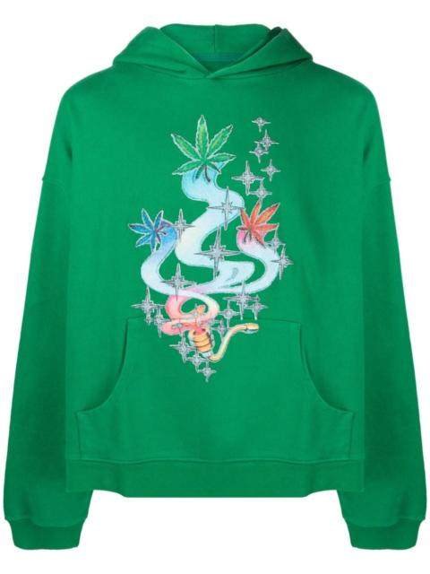 Printed Cotton Blend Hoodie in Green - ERL