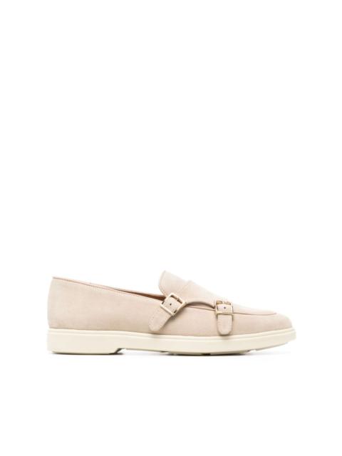 Santoni double-buckle suede loafers
