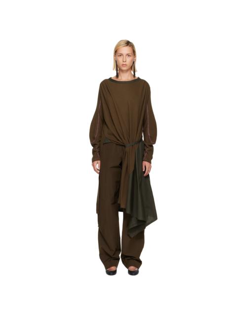 Kiko Kostadinov Khaki Eider Godet Minidress