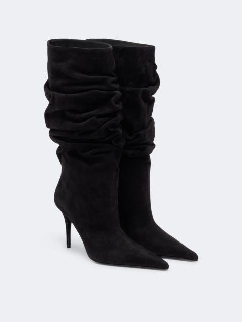 Amina Muaddi Anok suede mid-calf boots