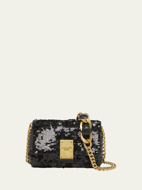 Balmain 1945 Mini Shoulder Bag in Sequin Leather